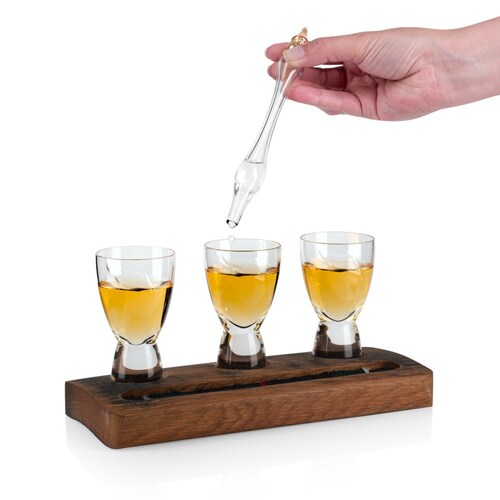 Whisky Tasting Set: 3 Spirits Glasses, Water Dropper Pot Still Top