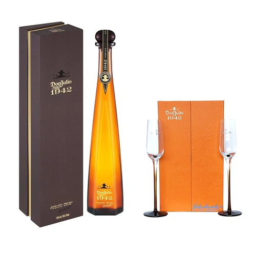 Don Julio 1942 Añejo Tequila 750ml with Champagne Flutes Gift Box