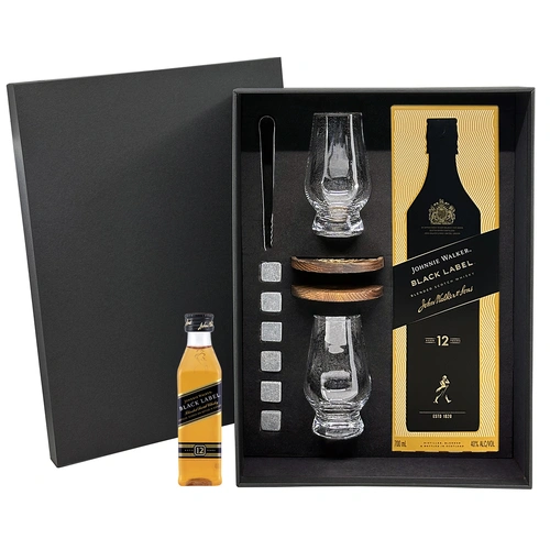 Johnnie Walker Black Label 12 Year Old with Gift Box and Bonus Miniature