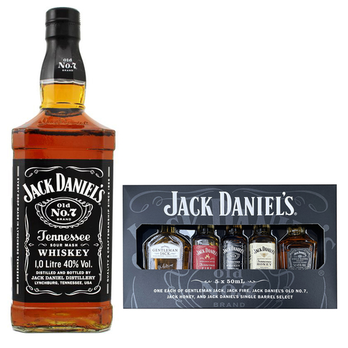 Jack Daniel's Old No.7 1L & Miniatures Set 5 x 50ml Bundle