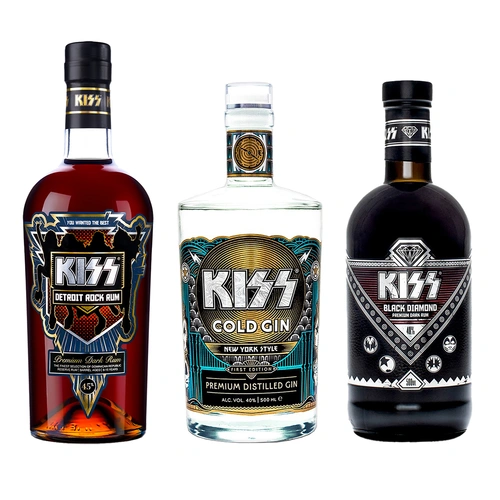 Kiss Black Diamond Rum, Detroit Rock Rum and Cold Gin Bundle