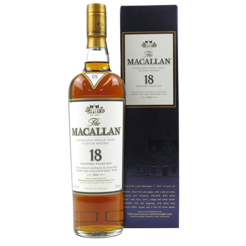Macallan 18 Year Old 2016 Sherry Oak Single Malt Whisky