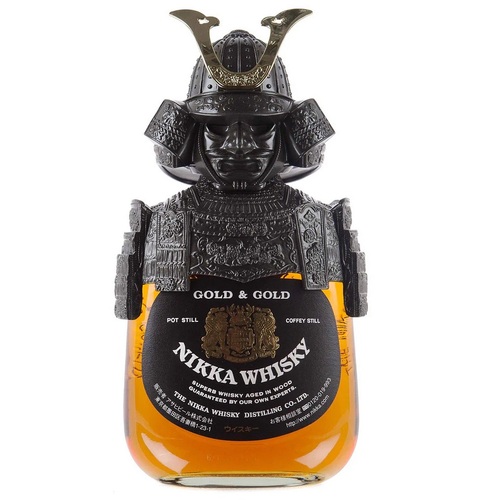 Nikka Gold and Gold Samurai Metal Armour Helmet Blended Whisky Limited Edition