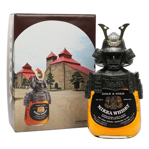 Nikka Gold and Gold Samurai Yoichi Travel Edition Metal Armour & Helmet Blended Whisky