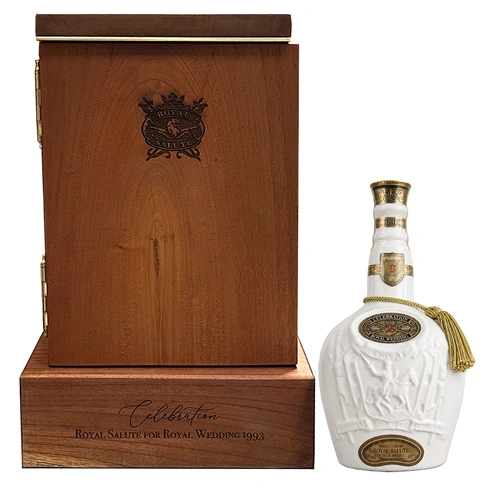 Chivas Royal Salute 25 Year Old Royal Wedding Edition - Custom Wooden Box